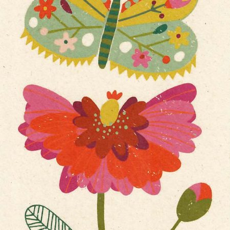 kaart, zintenz, vlinder,bloem