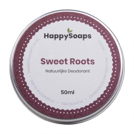 happysoaps, natuurlijke deo, deodorant, blikje, sweet roots, duurzaam, plasticvrij