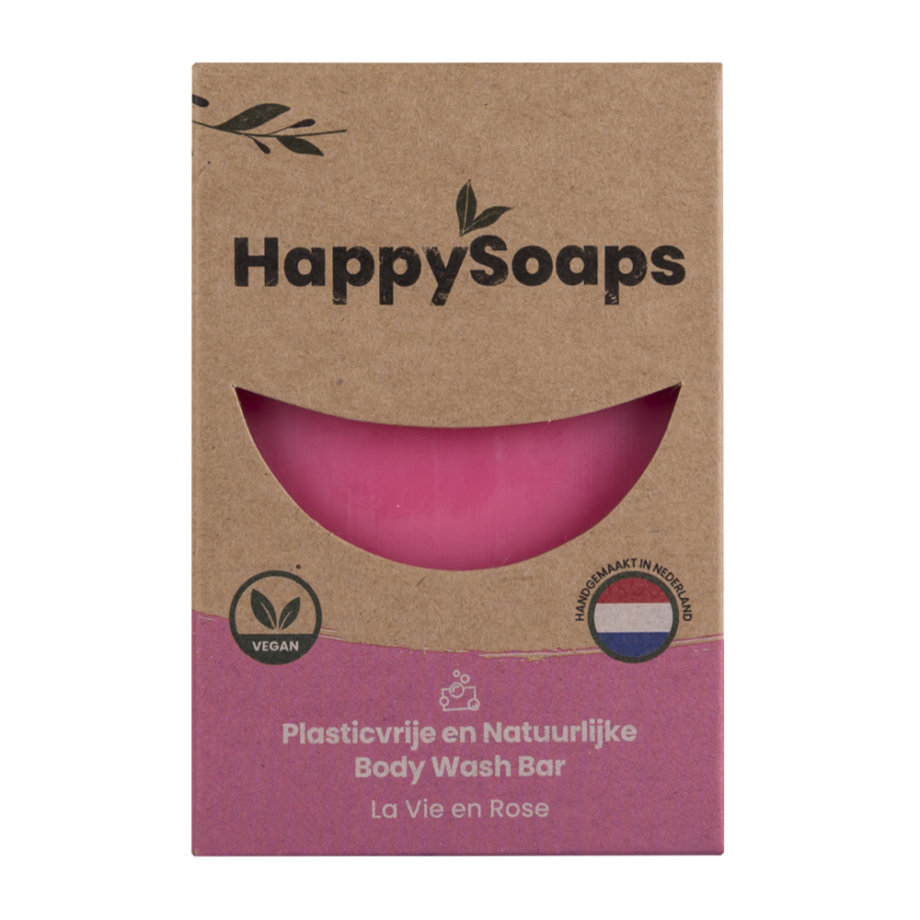 happy soaps, body wash basr, rozen, la vie en rose, plasticvrij