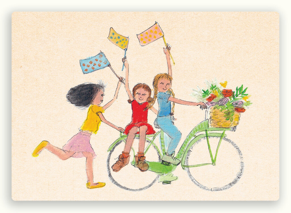 kaart, ansicht, zintenz, fiets