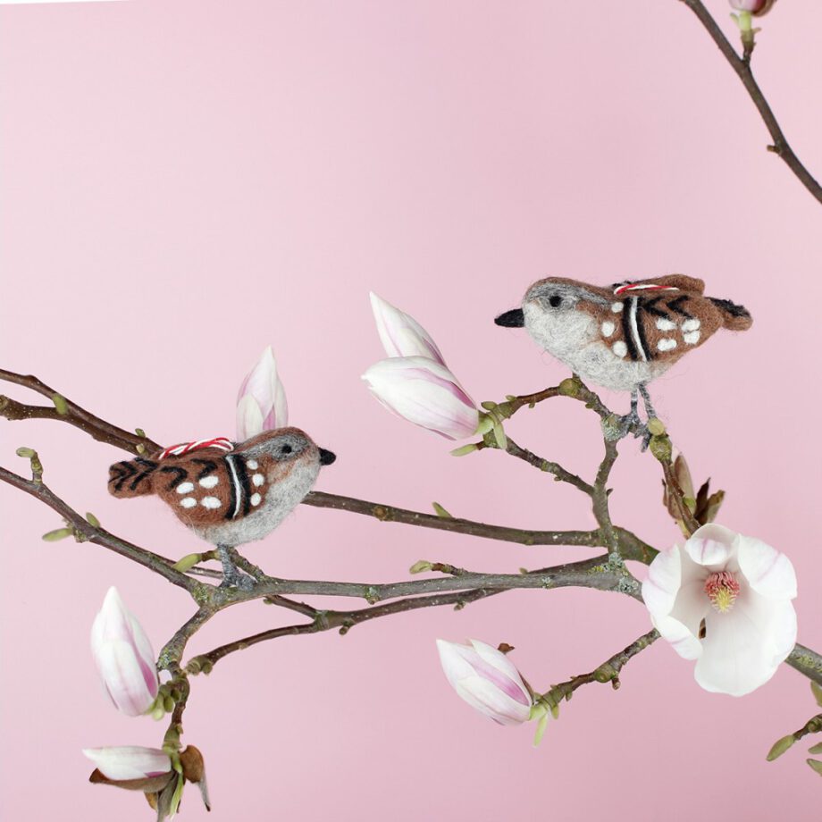 musje, sjaal met verhaal, vilten vogel, voorjaar, Sjaal met Verhaal