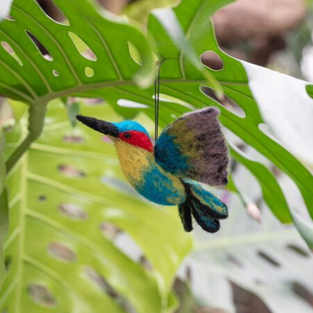 kolibrie, sjaal met verhaal, Nepal, vilten vogel