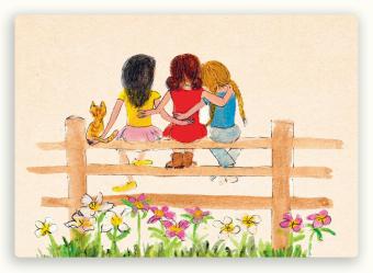 vriendinnen op een hekje HA49