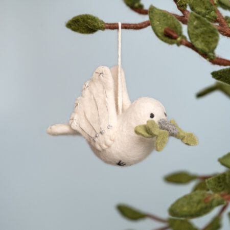 sjaal met vergaal, duif, vrede, vilt, nepal